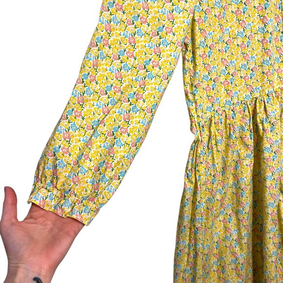 Spring Easter Pastel Twee Kidcore Coquette Floral Spring Church Midi Dress jr 12 - Picture 5 of 12